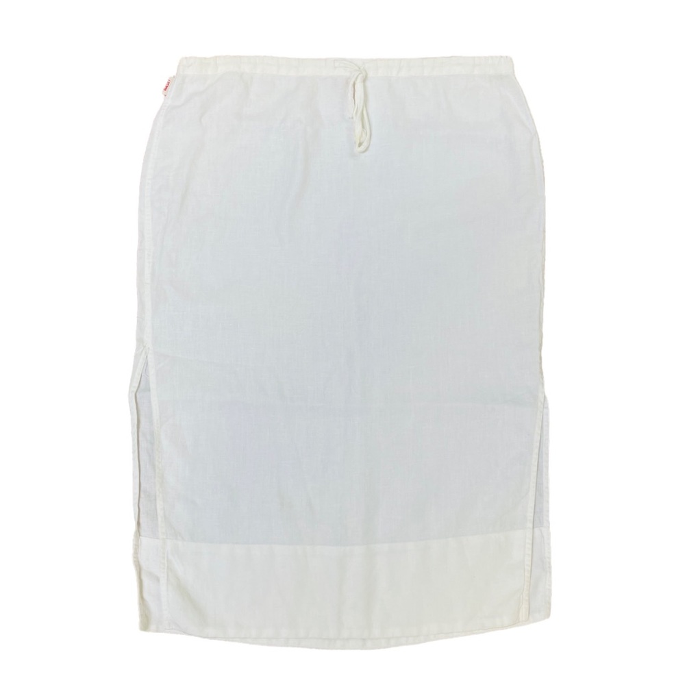 VINTAGE Guess Jeans 100% Linen Y2K White Tie Front Skirt with Side Slits
